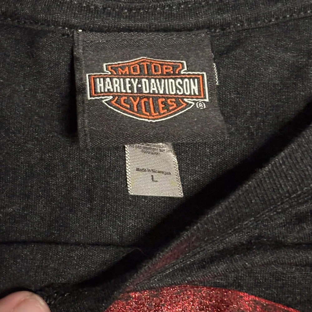 NWOT Harley-Davidson Black Graphic Tee with Red & Gray Logo - Picture 2 of 4